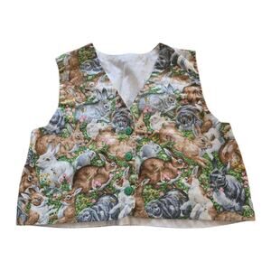 Vintage Rabbit Vest Easter Top Child SZ 6 Handmade Holiday Sleeveless Bunny